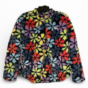 Hurley Girls Sherpa Quarter Zip Pullover Size XL 14/16 Multicolor Floral Pockets